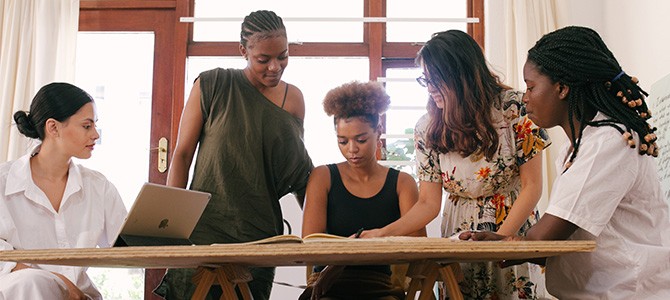 group of women working