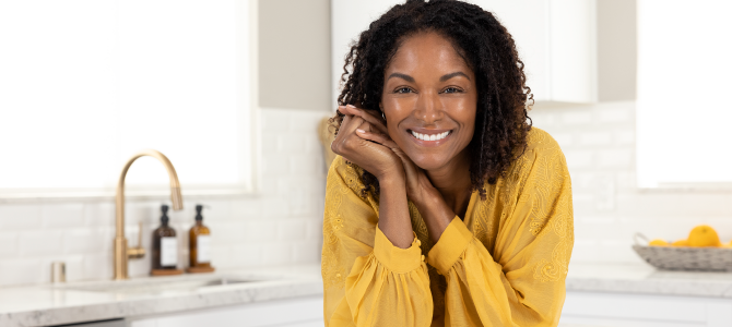 woman smiling about collagen