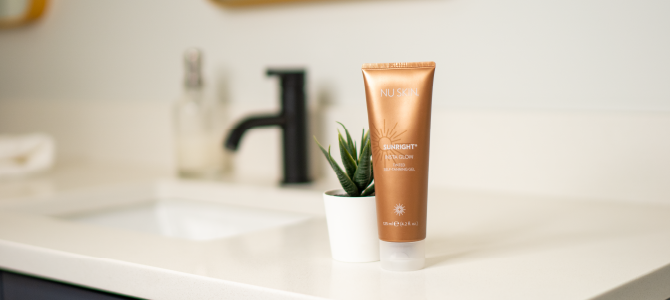 bottle of Sunright Insta Glow Sunless tanning gel by Nu Skin