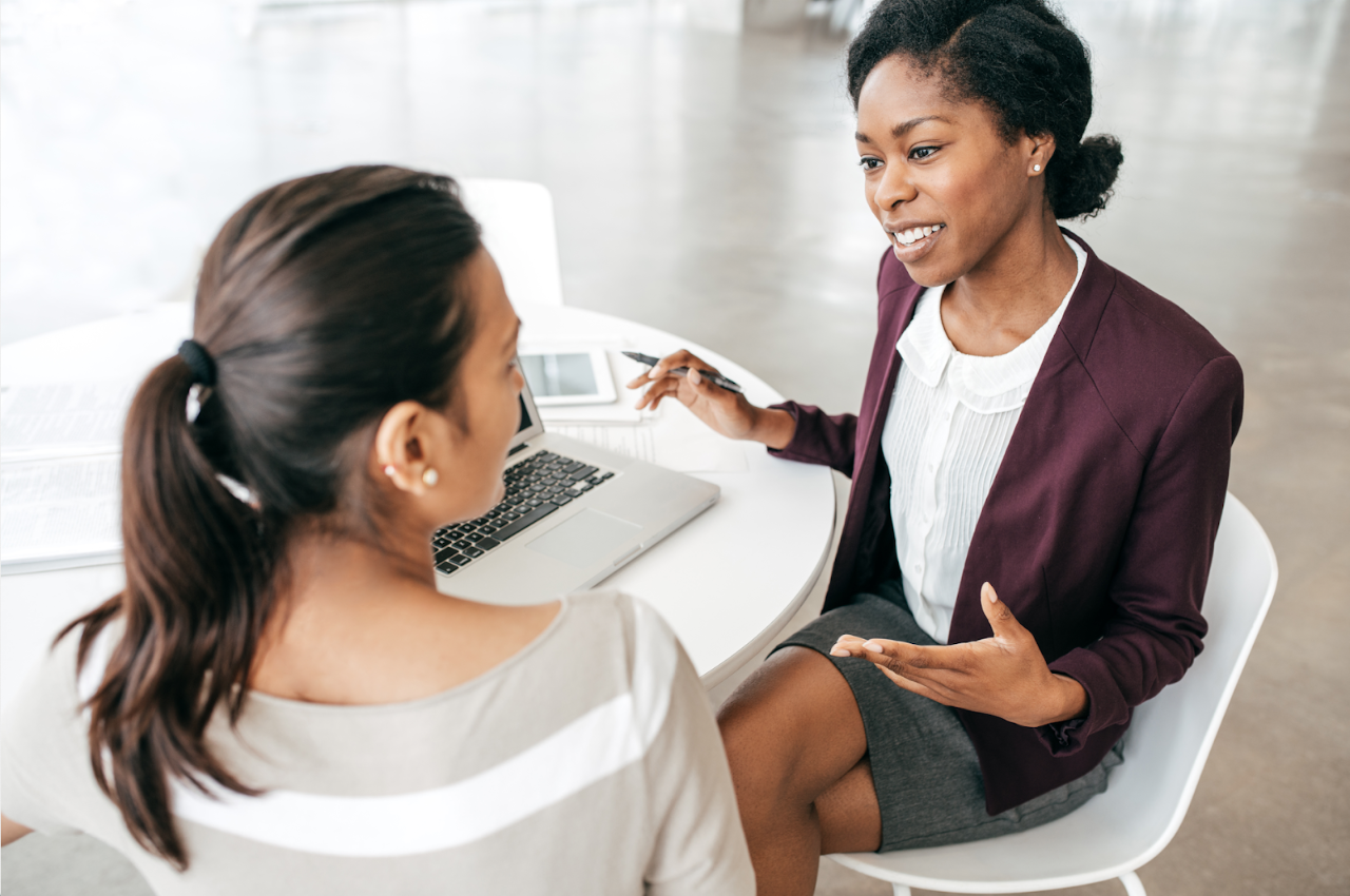 two girls in an interview